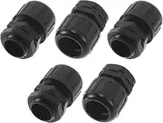 X AUTOHAUX 21mm / PG13.5 Cable Glands 18.5mm / 0.73" Bellows Waterproof Tensile Joint Straight-Through PA6 Nylon Black 5 Pcs