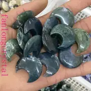 20pc Natural Aquatic agate moon Quartz Crystal Carving Skull Pendant Healing