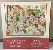 Gibson 550 piece Jigsaw Puzzle Christmas Market Square Bears Mice 18" x 24" New