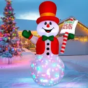 8ft Christmas Inflatables Snowman Outdoor Decorations, Gentleman Snowman Hold...