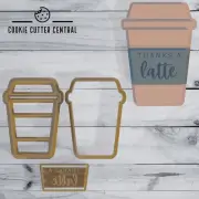 Thanks a Latte Coffee Cup Cookie Cutter and Embosser Set
