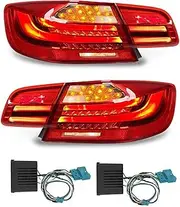 1 Pair Full LED Dynamic Tail Lights With Sequential Turn Signal Replacement Compatible With BMW 3 Series 2 Door E92 M3 Coupe 2007-2013(Red Lens)