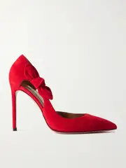 [Aquazzura] Aquazzura - Very Bow Tie 105 Suede Point-toe Pumps - Red - IT41.5 IT 41.5 Red