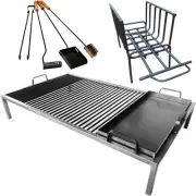 Argentine Grill with removable iron modules + Brazier + Fire tools - Iron Argent