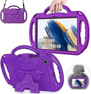 AVAWO Kids Case for Samsung Galaxy Tab A8 10.5 Inch 2022, Purple, Shockproof, Lightweight, with Strap and Screen Protector