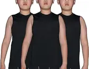 [Lanbaosi] Boy's 3 Pack Compression Sleeveless Shirt Soccer Training Tank Top Undershirts