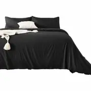 2000TC Bamboo Cooling Quilt Cover Set Comfort Soft Touching All Size Black