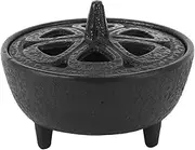 Incense Tripod Burner Holder, Incense Aromatherapy Burner, Cast Iron Incense Holder with Lid, Black Iron Lotus Shaped Incense Basin, Decorations for Office, Yoga and Livingroom