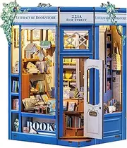 CUTEBEE Book Nook Kit - DIY Miniature House Dollhouse Kit for Adults and Teens, 3D Wooden Puzzle Booknook Build Bookshelf Decor for Family and Friends (Literature Bookstore)