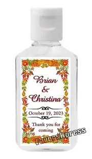 AUTUMN FALL LEAVES WEDDING FAVORS HAND SANITIZER LABELS - PERSONALIZED