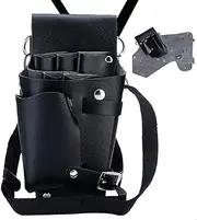 WENHUAZAI Hairdressing Bag Tools Waist Belt Bag PU Leather Hair Styling Equipment Belt Pouch Barber Bag Leather Haircut Holster Pouch for Keeping Scissors, Razors, Hair pins, Makeup Brushes, Black, 1