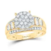 1 cttw Baguette Diamond Engagement Wedding Round Cluster Ring 10k Yellow Gold