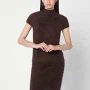 [Soft Goat] Mocha-coloured brushed cashmere sweater L Brown