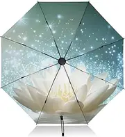 [PDZRMY] Spirit Peace Floral UV Protection Travel Umbrella Compact for Rain and Sun - Auto Open and Close UPF 50+ Windproof Portable 46” Sun Umbrella for Women and Men