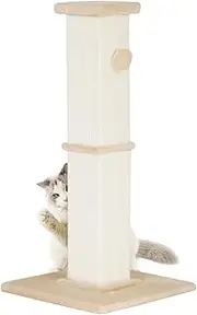 Advwin Cat Scratching Post 84cm, Cat Tree Scratcher Posts Indoor, Kittens Play House Towers Furniture Wood, with Hanging Toy Ball, Beige