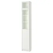 BILLY / OXBERG bookcase w hght ext ut/pnl/glss drs, white/glass, 40x30x237 cm