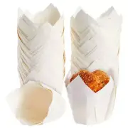 100-Pack White Tulip Cupcake Liners for Wedding, Paper Muffin Wrappers