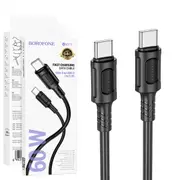 Borofone BX111 Feliz 60W PD USB Type C to Type C Fast Charging Charger Data Sync Cable Cord (Black)