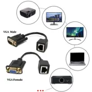 VGA to RJ45 Adapter Cable Cord Female/Male to Female Connector Extender Line