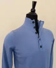 New Hugo Boss Men's Sweater L size Sky Blue Wool Half Zip Buttons Pullover