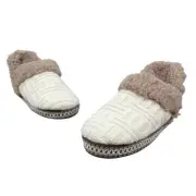 Muk Luks Womens Beige Faux Fur Lining Slip On Knitted Slippers Szize 5-6 - New