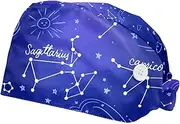 [WOSHJIUK] Working Hat 2 Pack Scrub Caps for Women,Stellar Constellation Universe Galaxy,Tie Back Cap Adjustable Scrub Hat
