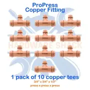 10 PCS: 3/4" x 3/4" x 1/2" ProPress Copper Fitting Reducing Tee Plumbing(PxPxP)