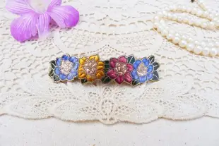 80s Sweet Vintage Cloisonné Enamel colorful floral hair clips hair accessories