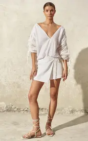 [Andres Otalora] Piropos Drawstring-Detailed Linen Top