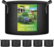 iPower 5-Pack 10 Gallon Grow Bags Nonwoven Fabric Pots, Aeration Container with Strap Handles for Garden and Planting, Nonwoven Fabric Pots,BPA-free and Reusable materials,Black