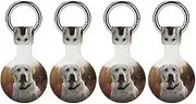 4PCS for White Labrador Air Tag Holder Case Waterproof & Shockproof Anti-Scratch Protective Air Tag Cover with Keychain Ring Silicone Tags Holders for Luggage, Backpack, Keys, Pet