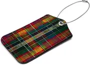 [KQNZT] Luggage Tags for Suitcases, 2 Pcs Personalized Luggage Tags, Leather Luggage Tag, Travel Tags, Baggage Tag, Colorful Lattice Plaid Grid Check