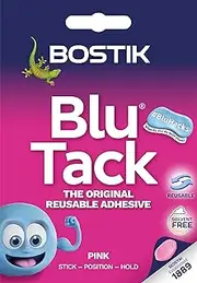 Bostik Blu Tack, Multipurpose Reusable Adhesive, Clean, Safe & Easy to Use, Non-Toxic, Handy Size, Colour: Pink