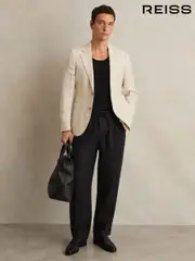 Reiss Black Barges Linen Drawstring Relaxed-Fit Trousers (F64588) | $295