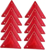 GLEAVI 10pcs Red Reflective Triangle Sign Road Safety Warning Sign for Truck Night Driving Tail Hazard Easy Setup No Tools Needed Reflective Roadside Sign