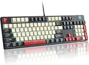 MageGee Mechanical Gaming Keyboard MK-Armor LED Blue Backlit and Wired USB 104 Keys Keyboard with Red Switches, for Windows PC Laptop Game(Black&White)…