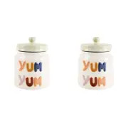 2x Urban 14cm Ceramic Yum Yum Treats/Snacks Jar Container - White