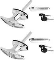 MAX COOL Trailer T-Handle Lock, Rear Fixing T-Handle Lock Tool Box Garage Door Lock with 2 Keys Suitable for Trailer Caravan Canopy Toolbox, 2 Set