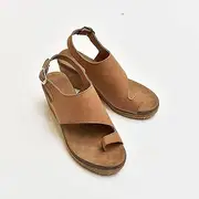 [XWCG] Womens Wedge Flip Flops Sandals with Arch Support Summer Comfortable Platform Bohemia Flat Shoes Orthopedic Correction Sandals,Brown,US6/EU37