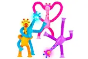 Giraffe Telescopic Suction Cup Toys(4 pcs), Shape Changing LED Telescopic Tube Fidget Toys, Pop Tubes Fidget Tubes Sensory Toys Party Favors for Girls Boys