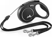 Flexi New Classic Retractable Cord Dog Leash Duo for 2 Small Dogs 16-Foot Black