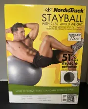 Nordictrack Exercise Ball 75 cm / 30 " With Chart And Dual Action Hand Pump New