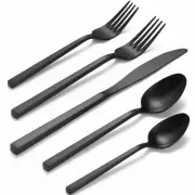 Alata Cube Black 20-Piece Forged Silverware Set Stainless Steel Flatware Set,...