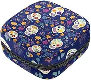 Period Bag,Sanitary Napkin Storage Bag,Floral Sugar Skull,Tampon Holder for Purse