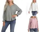 Frye Women's Textured Long Sleeve Peasant Blouse C9