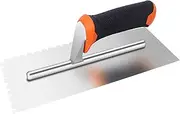 Plastering Tools,Plastering Trowel 28x11cm Plastering Finishing Trowel Steel Blade Wood Handle Notched Square Trowel with 12cm Ergonomic Handle for Wall Tile Finishing Trowel Sho