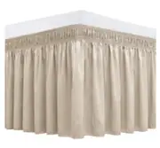 Biscaynebay Wrap Around Bed Skirts Queen Beds 17" Drop 0.95LB Camel Elastic B24