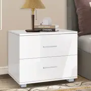 ALFORDSON 2 Drawers Bedside Table Eitel Gloss Nightstand (White)