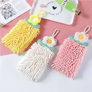 3 Pcs Chenille Hand Towels Kitchen Cute Quick Dry Hand Towels Hanging Hand Towel