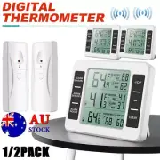 Wireless Fridge Thermometer Digital Freezer Alarm Gauge Home Monitor 2 Sensors